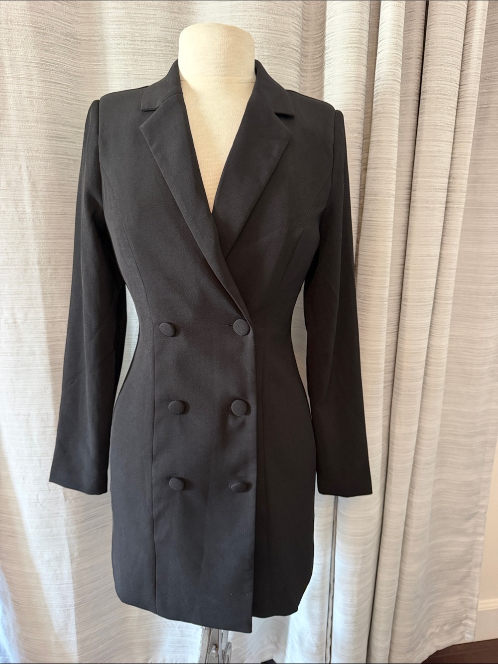 Classic Double-Breasted Black Women's dress